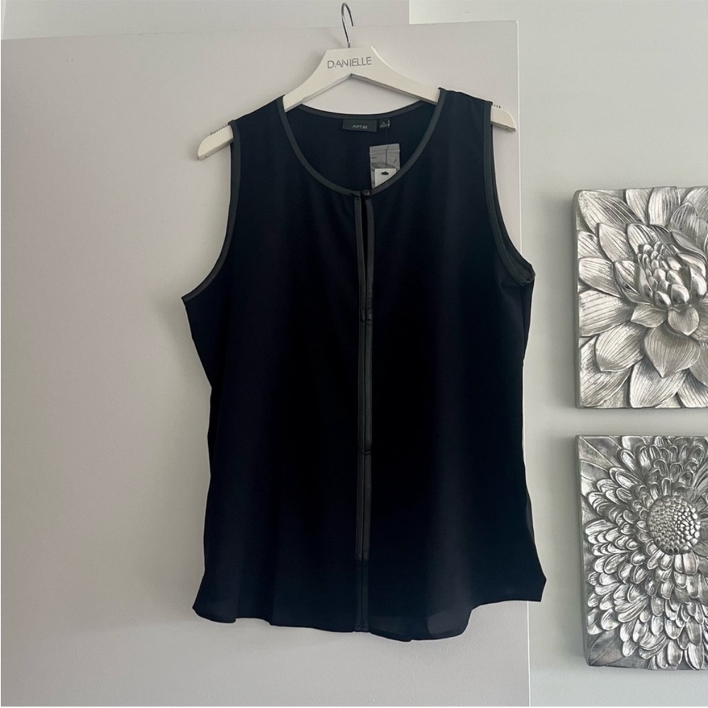 APT 9 Leather Trim Sleeveless Blouse